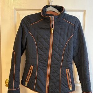 H&M Navy with Brown Trim Quilted lightweight Jacket